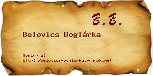 Belovics Boglárka névjegykártya