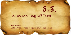 Belovics Boglárka névjegykártya